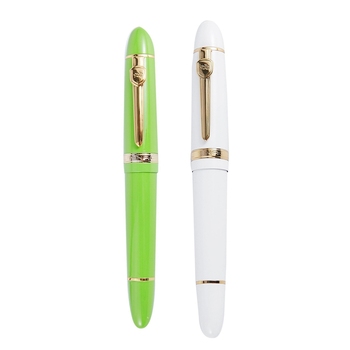 Jinhao 2 Pcs 159 18Kgp 0.7Mm Medium Broad Nib Fountain Pen Free Office Fountain Pen with a Box, White & Green